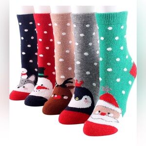 5 Pack Wool Christmas Socks